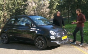 גיא גיאור במבחן דרכים לפיאט 500C (צילום: מתוך חי בלילה, שידורי קשת)